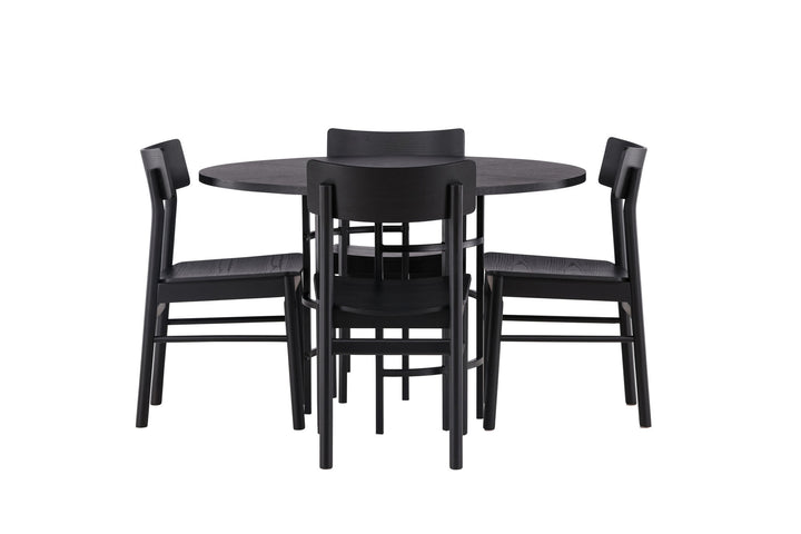 Venture Home Copenhagen Dining Table - Black / Black Veneer +Montros Dining Chair - Natural / Natural Rubberwood _4