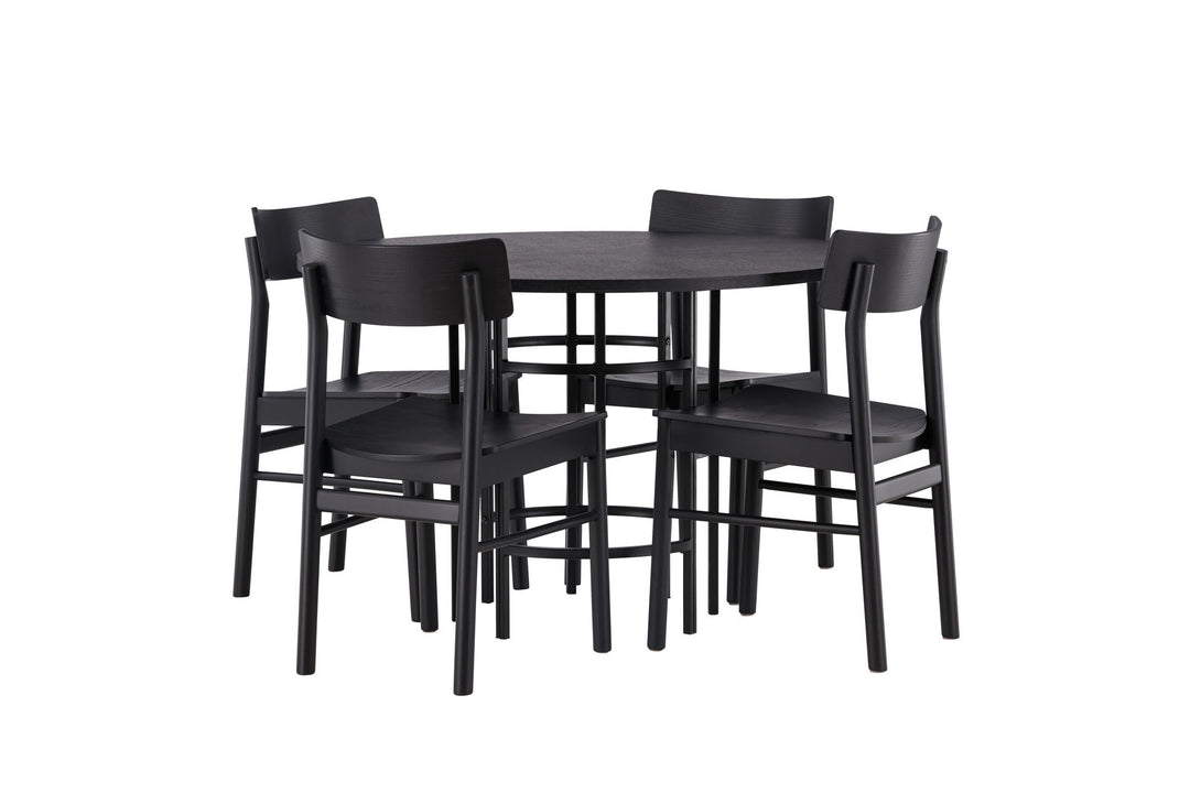 Venture Home Copenhagen Dining Table - Black / Black Veneer +Montros Dining Chair - Natural / Natural Rubberwood _4
