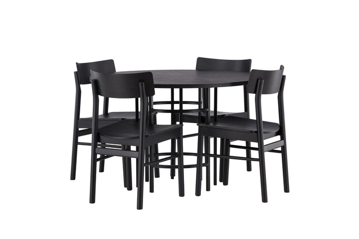 Venture Home Copenhagen Dining Table - Black / Black Veneer +Montros Dining Chair - Natural / Natural Rubberwood _4