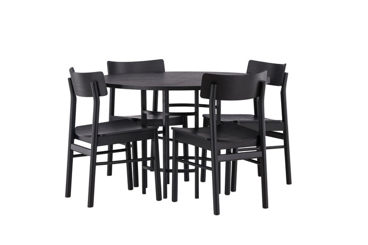 Venture Home Copenhagen Dining Table - Black / Black Veneer +Montros Dining Chair - Natural / Natural Rubberwood _4