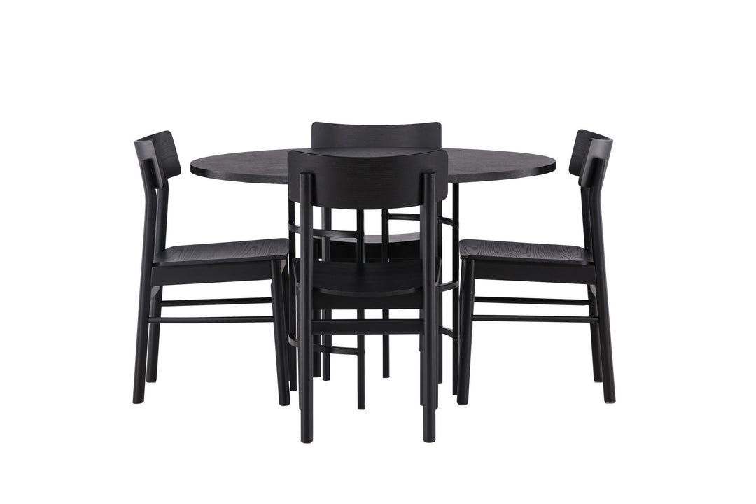 Venture Home Copenhagen Dining Table - Black / Black Veneer +Montros Dining Chair - Natural / Natural Rubberwood _4