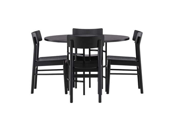 Venture Home Copenhagen Dining Table - Black / Black Veneer +Montros Dining Chair - Natural / Natural Rubberwood _4