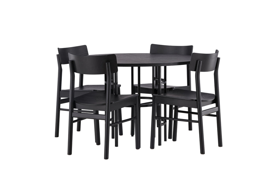 Venture Home Copenhagen Dining Table - Black / Black Veneer +Montros Dining Chair - Natural / Natural Rubberwood _4