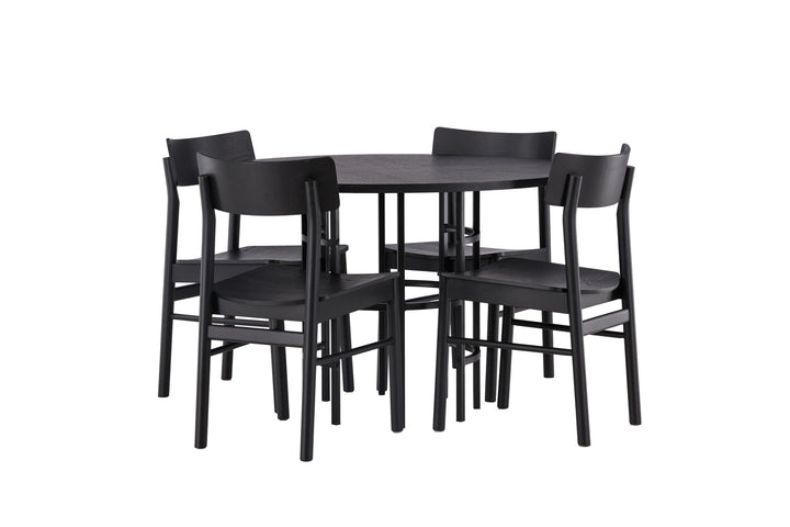 Venture Home Copenhagen Dining Table - Black / Black Veneer +Montros Dining Chair - Natural / Natural Rubberwood _4