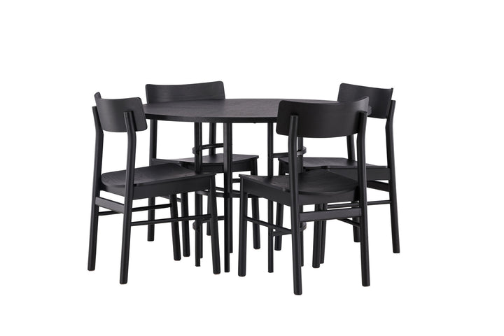 Venture Home Copenhagen Dining Table - Black / Black Veneer +Montros Dining Chair - Natural / Natural Rubberwood _4