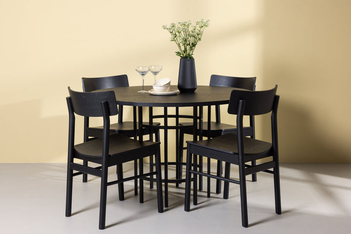 Venture Home Copenhagen Dining Table - Black / Black Veneer +Montros Dining Chair - Natural / Natural Rubberwood _4