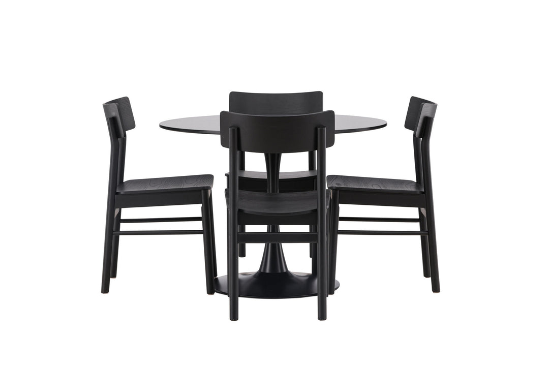 Venture Home Glade Dining Table - Black / Black MDF +Montros Dining Chair - Natural / Natural Rubberwood _4