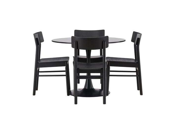 Venture Home Glade Dining Table - Black / Black MDF +Montros Dining Chair - Natural / Natural Rubberwood _4