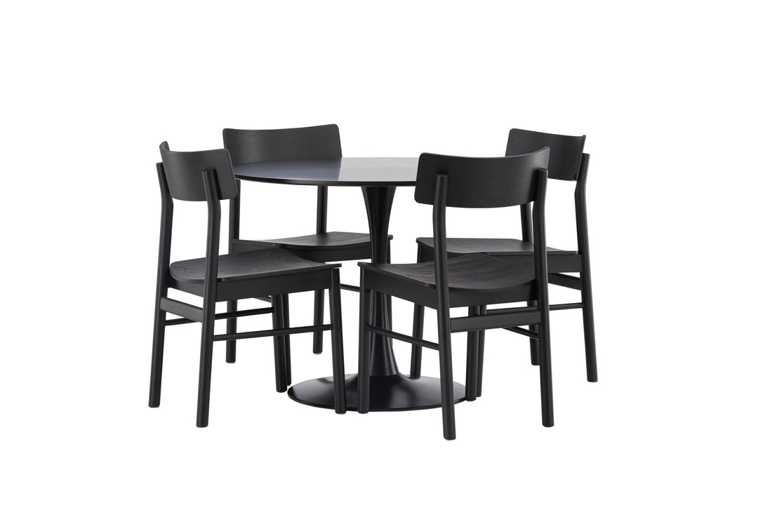 Venture Home Glade Dining Table - Black / Black MDF +Montros Dining Chair - Natural / Natural Rubberwood _4