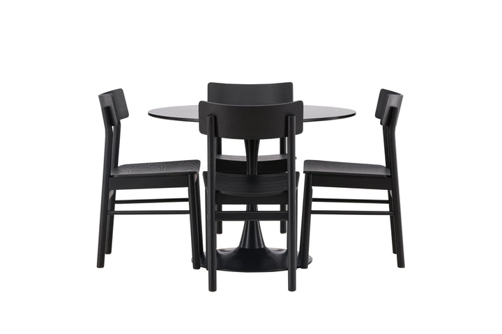 Venture Home Glade Dining Table - Black / Black MDF +Montros Dining Chair - Natural / Natural Rubberwood _4
