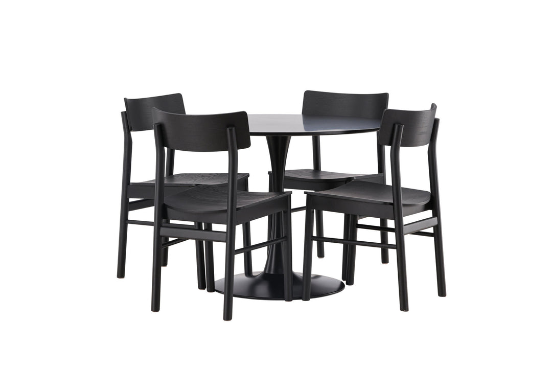 Venture Home Glade Dining Table - Black / Black MDF +Montros Dining Chair - Natural / Natural Rubberwood _4