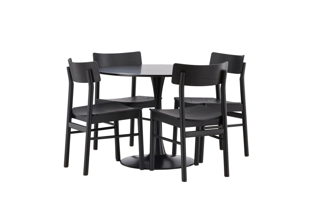 Venture Home Glade Dining Table - Black / Black MDF +Montros Dining Chair - Natural / Natural Rubberwood _4
