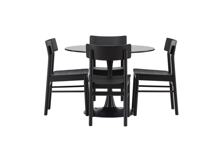 Venture Home Glade Dining Table - Black / Black MDF +Montros Dining Chair - Natural / Natural Rubberwood _4