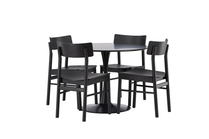 Venture Home Glade Dining Table - Black / Black MDF +Montros Dining Chair - Natural / Natural Rubberwood _4