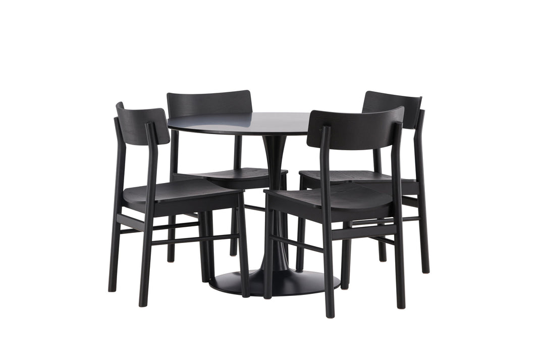 Venture Home Glade Dining Table - Black / Black MDF +Montros Dining Chair - Natural / Natural Rubberwood _4
