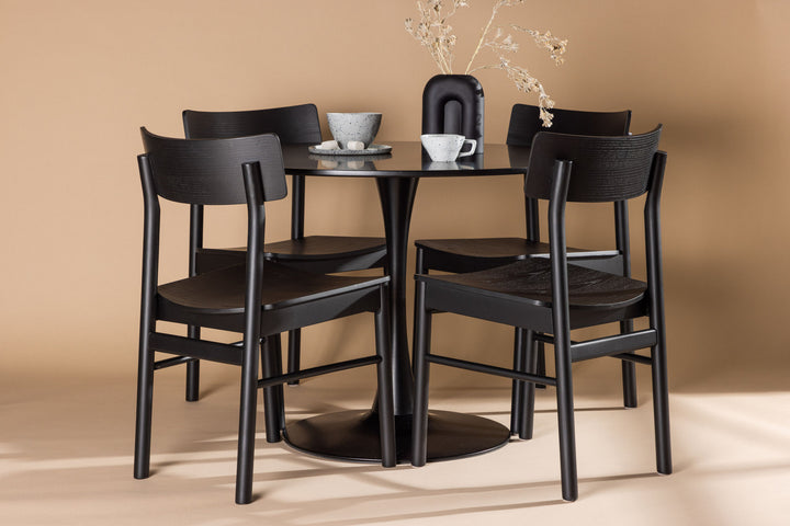 Venture Home Glade Dining Table - Black / Black MDF +Montros Dining Chair - Natural / Natural Rubberwood _4