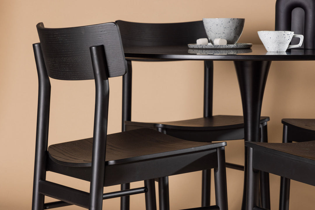 Venture Home Glade Dining Table - Black / Black MDF +Montros Dining Chair - Natural / Natural Rubberwood _4