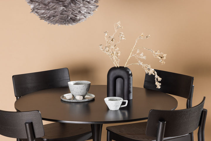 Venture Home Glade Dining Table - Black / Black MDF +Montros Dining Chair - Natural / Natural Rubberwood _4