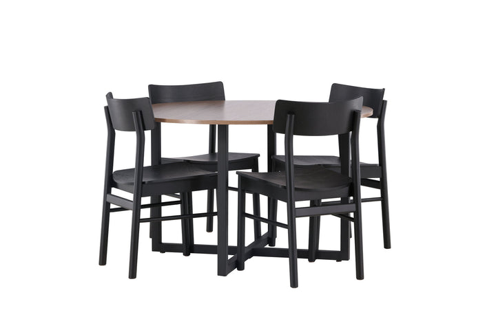 Venture Home Durango Dining Table - Black / Walnut MDF +Montros Dining Chair - Natural / Natural Rubberwood _4