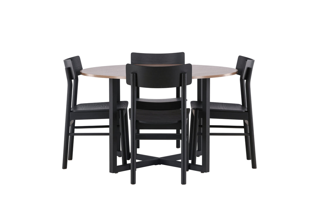 Venture Home Durango Dining Table - Black / Walnut MDF +Montros Dining Chair - Natural / Natural Rubberwood _4