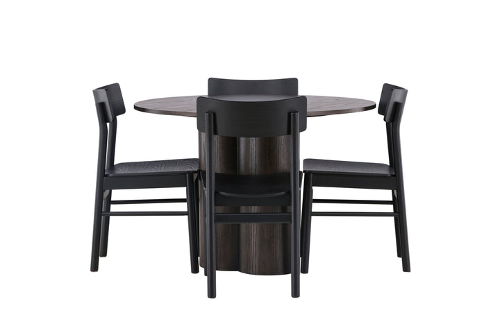 Venture Home Olivia Dining Table - Mocca / Mocca Veneer +Montros Dining Chair - Natural / Natural Rubberwood _4