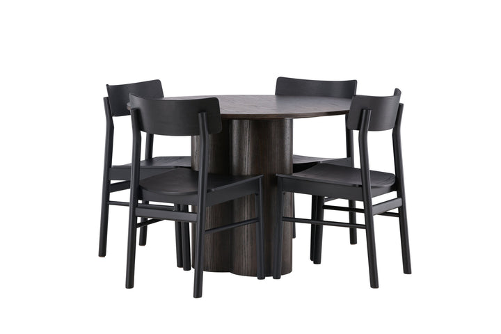 Venture Home Olivia Dining Table - Mocca / Mocca Veneer +Montros Dining Chair - Natural / Natural Rubberwood _4