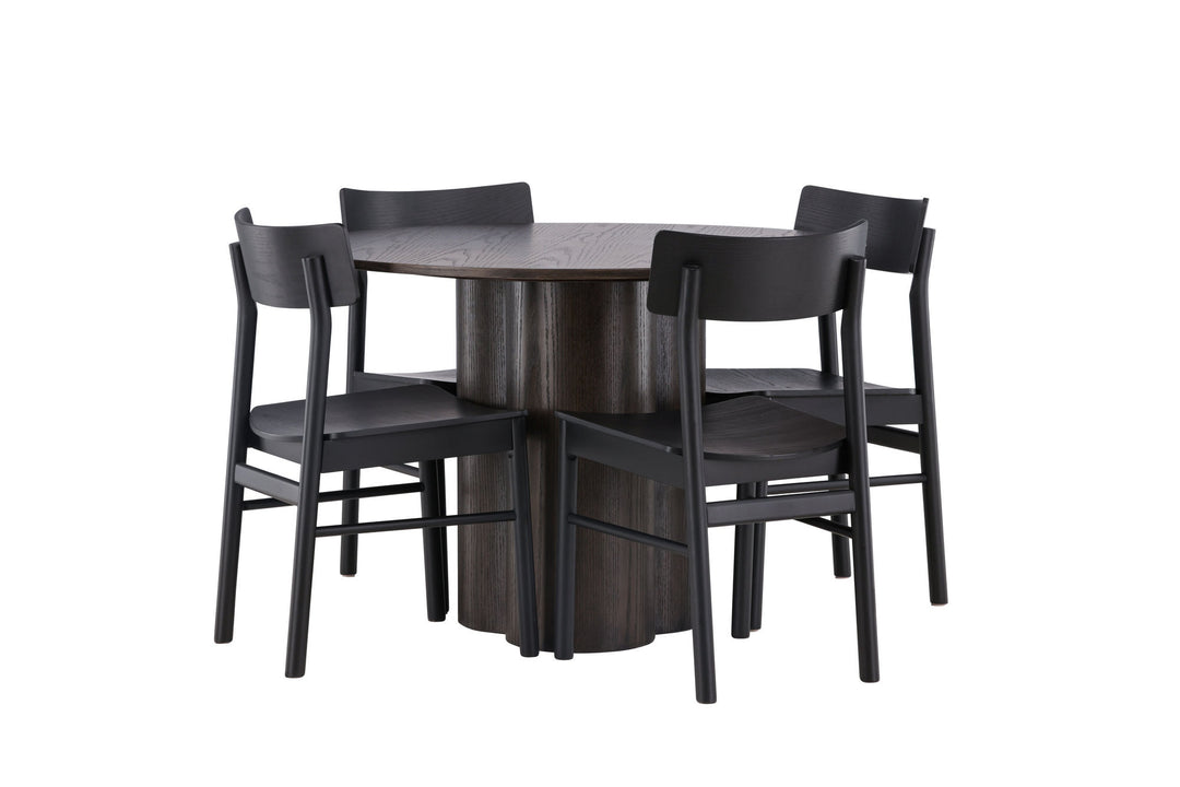 Venture Home Olivia Dining Table - Mocca / Mocca Veneer +Montros Dining Chair - Natural / Natural Rubberwood _4