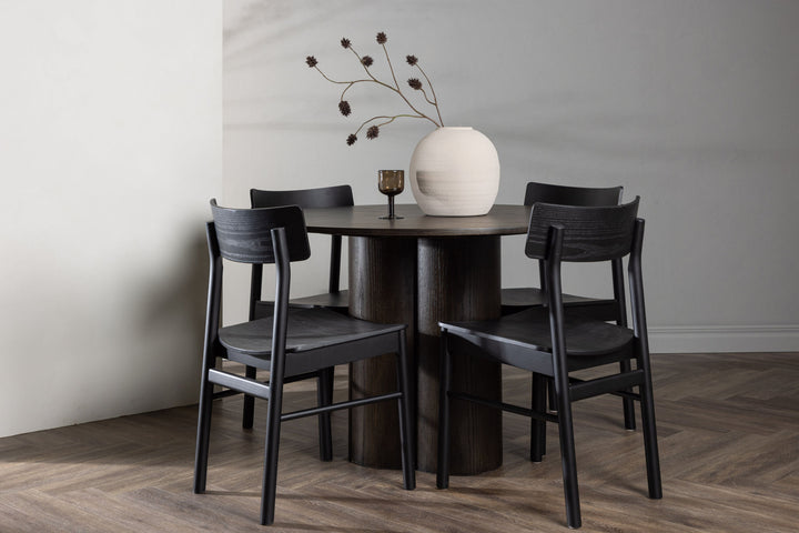 Venture Home Olivia Dining Table - Mocca / Mocca Veneer +Montros Dining Chair - Natural / Natural Rubberwood _4