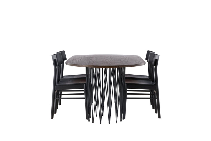 Venture Home Stone oval Dining Table - Black / Mocca Veneer +Montros Dining Chair - Natural / Natural Rubberwood _4
