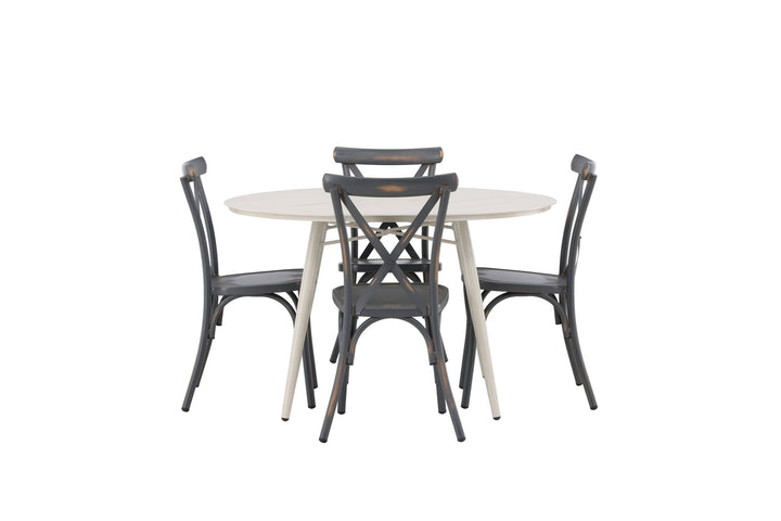 Venture Home Lina Dining Table - Beige - Round 120 cm +Tablas Diningchair Aluminium - Black / _4