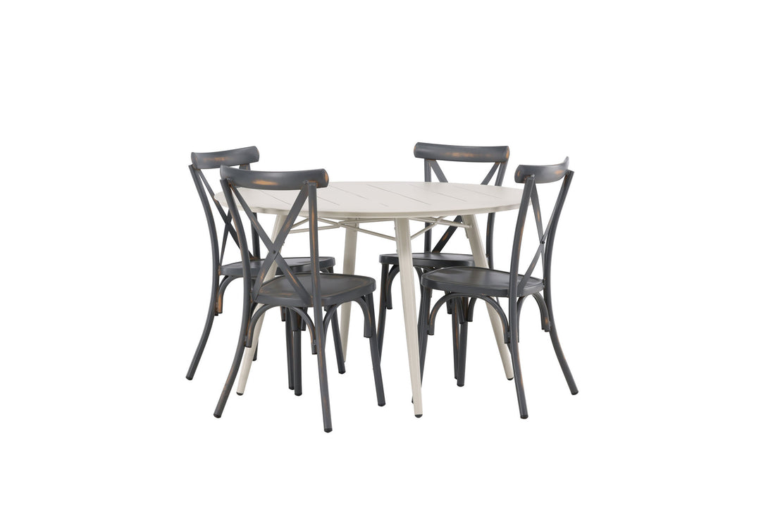 Venture Home Lina Dining Table - Beige - Round 120 cm +Tablas Diningchair Aluminium - Black / _4