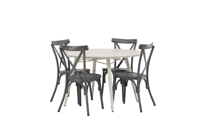 Venture Home Lina Dining Table - Beige - Round 120 cm +Tablas Diningchair Aluminium - Black / _4