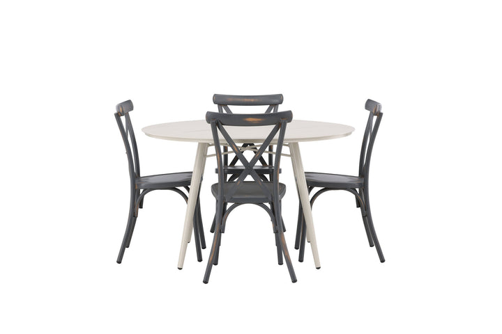 Venture Home Lina Dining Table - Beige - Round 120 cm +Tablas Diningchair Aluminium - Black / _4