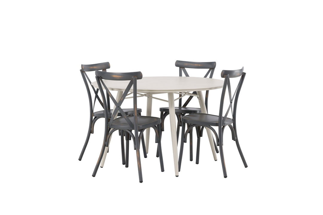 Venture Home Lina Dining Table - Beige - Round 120 cm +Tablas Diningchair Aluminium - Black / _4