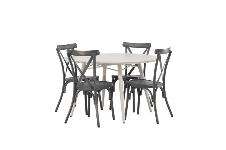 Venture Home Lina Dining Table - Beige - Round 120 cm +Tablas Diningchair Aluminium - Black / _4