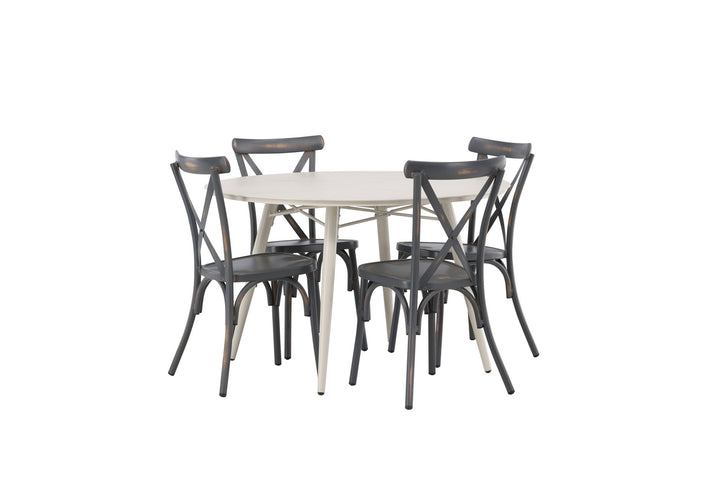 Venture Home Lina Dining Table - Beige - Round 120 cm +Tablas Diningchair Aluminium - Black / _4