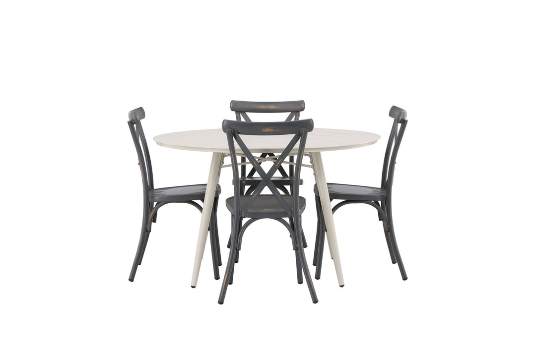 Venture Home Lina Dining Table - Beige - Round 120 cm +Tablas Diningchair Aluminium - Black / _4