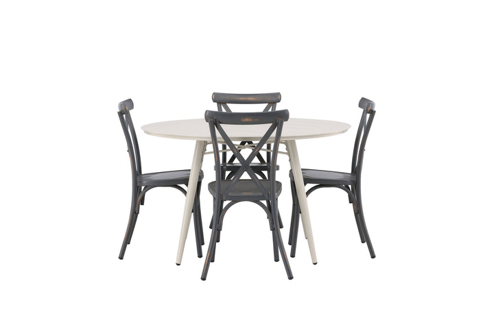 Venture Home Lina Dining Table - Beige - Round 120 cm +Tablas Diningchair Aluminium - Black / _4