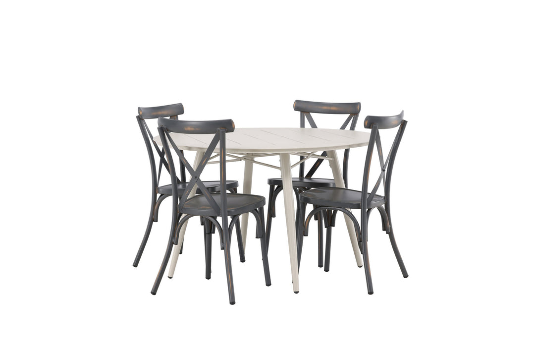 Venture Home Lina Dining Table - Beige - Round 120 cm +Tablas Diningchair Aluminium - Black / _4
