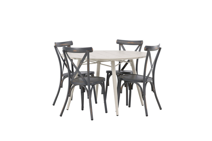 Venture Home Lina Dining Table - Beige - Round 120 cm +Tablas Diningchair Aluminium - Black / _4
