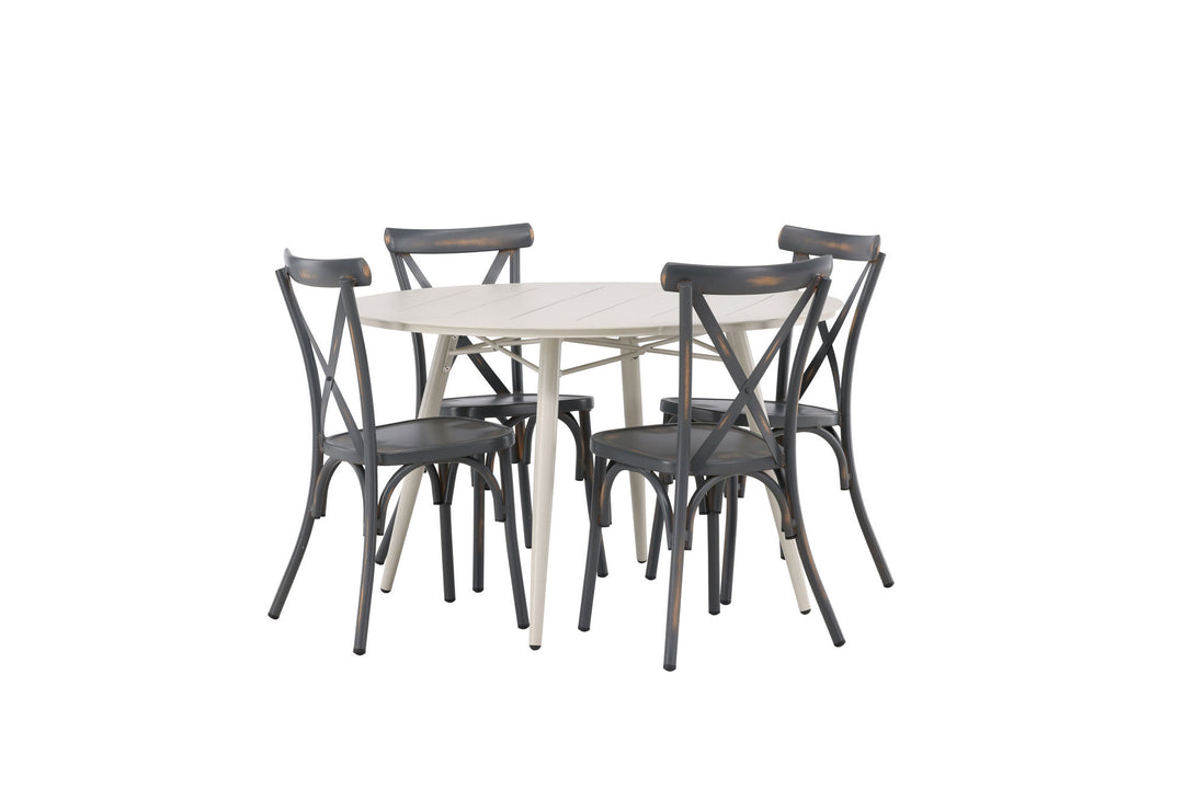 Venture Home Lina Dining Table - Beige - Round 120 cm +Tablas Diningchair Aluminium - Black / _4