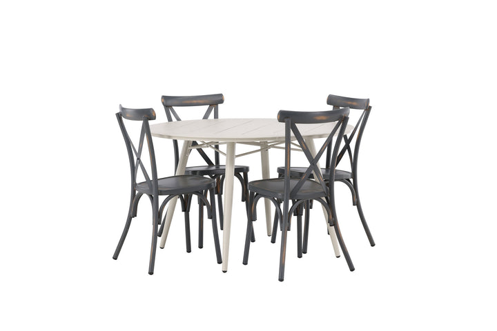 Venture Home Lina Dining Table - Beige - Round 120 cm +Tablas Diningchair Aluminium - Black / _4