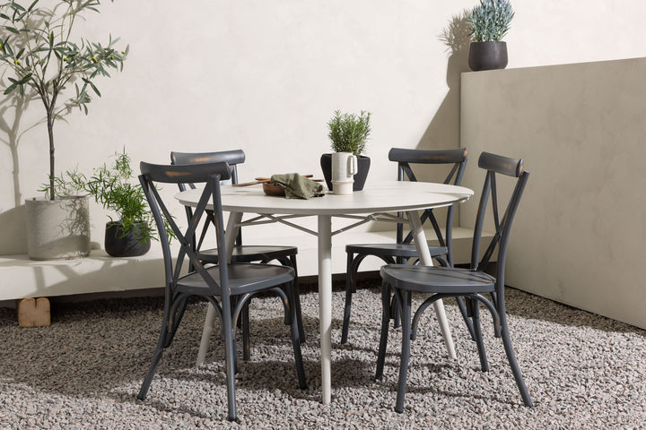 Venture Home Lina Dining Table - Beige - Round 120 cm +Tablas Diningchair Aluminium - Black / _4