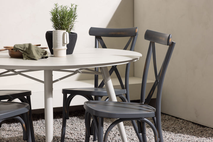 Venture Home Lina Dining Table - Beige - Round 120 cm +Tablas Diningchair Aluminium - Black / _4