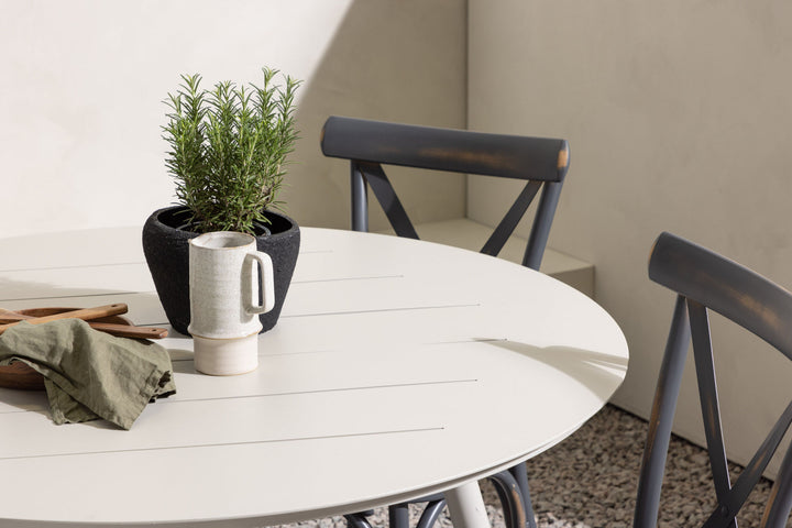 Venture Home Lina Dining Table - Beige - Round 120 cm +Tablas Diningchair Aluminium - Black / _4