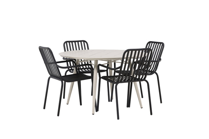 Venture Home Lina Dining Table - Beige - Round 120 cm +Peking Diningchair Aluminium - Black / _4