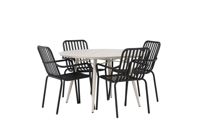 Venture Home Lina Dining Table - Beige - Round 120 cm +Peking Diningchair Aluminium - Black / _4