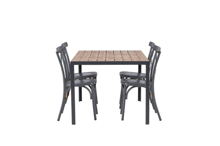 Venture Home Break Diningtable Alumnium - Black / Nature Rectangular 90*150* +Tablas Diningchair Aluminium - Black / _4