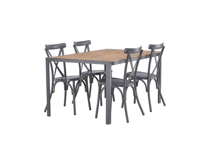 Venture Home Break Diningtable Alumnium - Black / Nature Rectangular 90*150* +Tablas Diningchair Aluminium - Black / _4