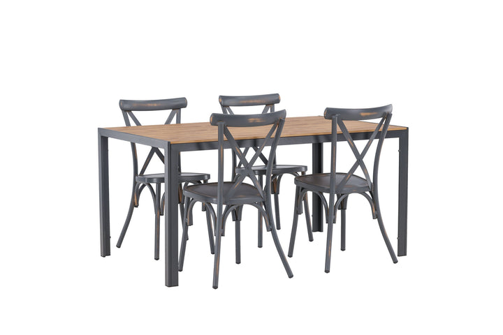 Venture Home Break Diningtable Alumnium - Black / Nature Rectangular 90*150* +Tablas Diningchair Aluminium - Black / _4